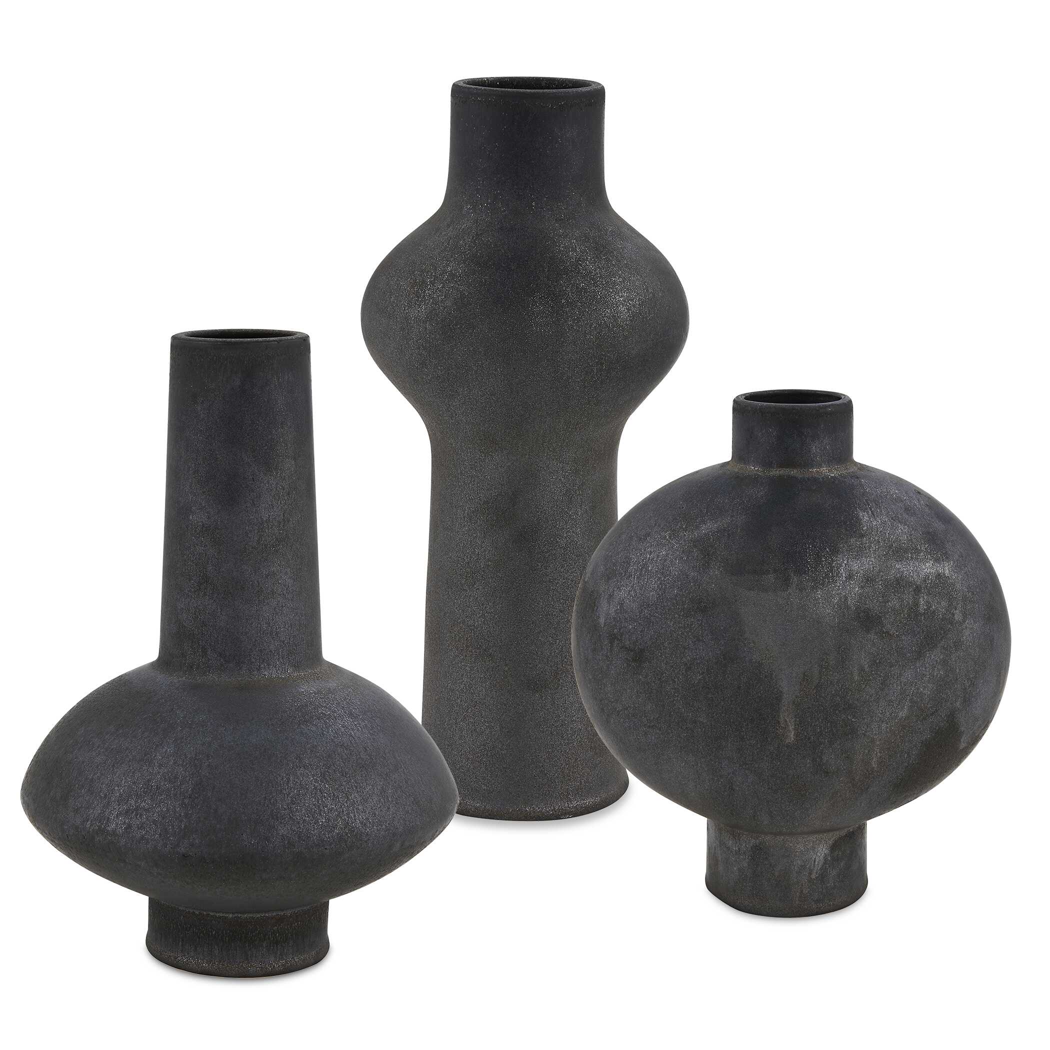 UTTERMOST社製 Charcoal Bloom花瓶3個組
