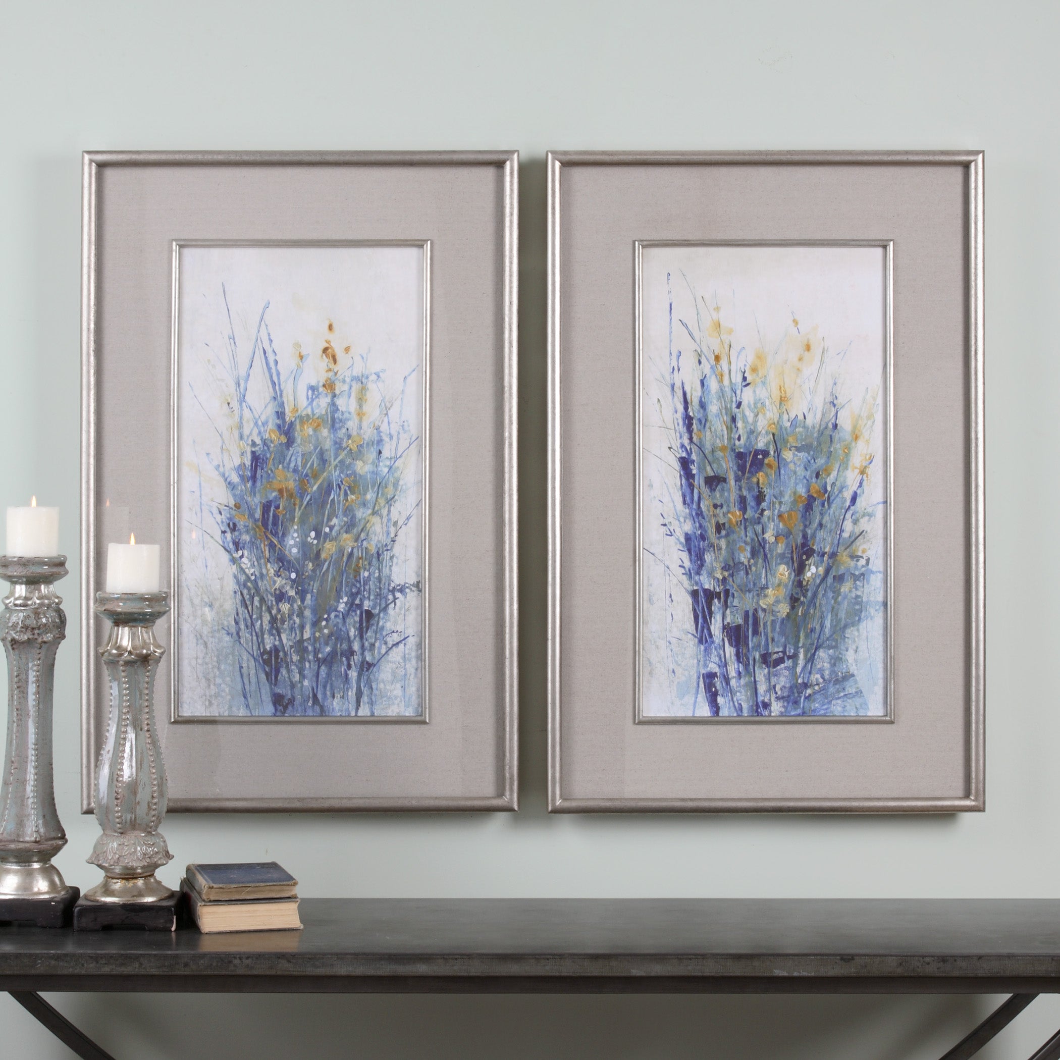 UTTERMOST社製 Indigo Florals絵画・印刷2個組